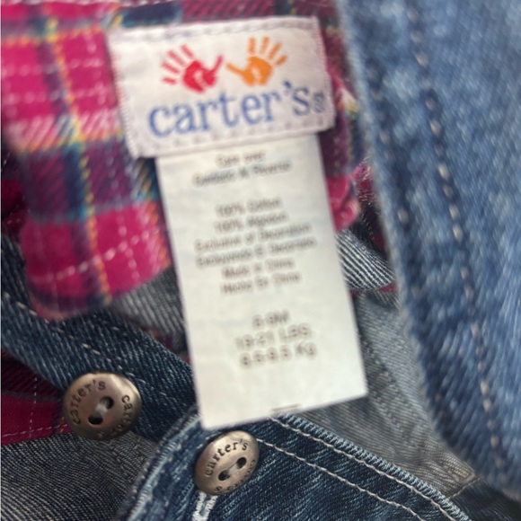 Vintage Carter’s Baby Denim Overalls Apple Embroidered 6–9 Months - Picture 7 of 7